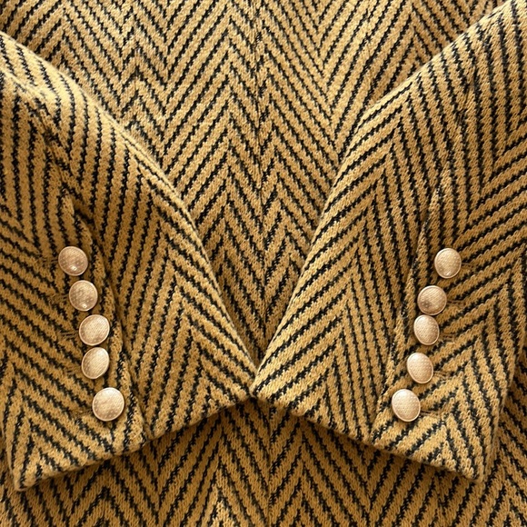 L’Agence Chevron Tweed Double Breasted Blazer with Gold Buttons - Picture 6 of 8